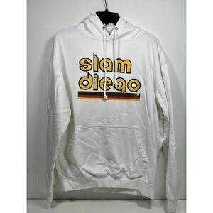 Breaking T SLAM DIEGO Men’s Hooded Sweatshirt White Size Large Padres MLB
